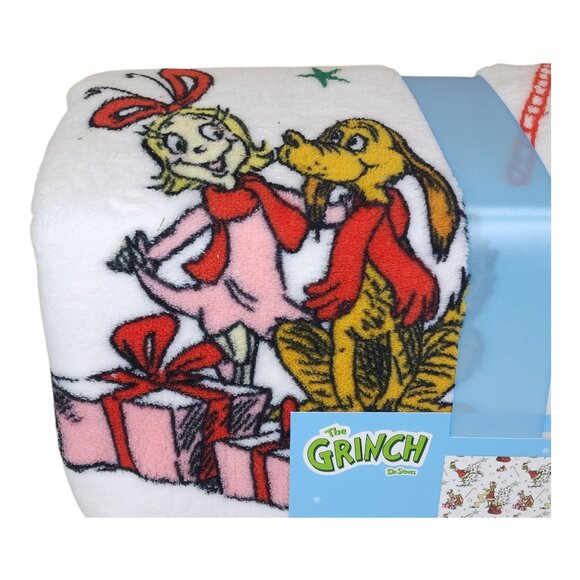 Dr. Seuss The Grinch Oversized Plush Throw Blanket 60X90" Twin Christmas Sally - Picture 2 of 10